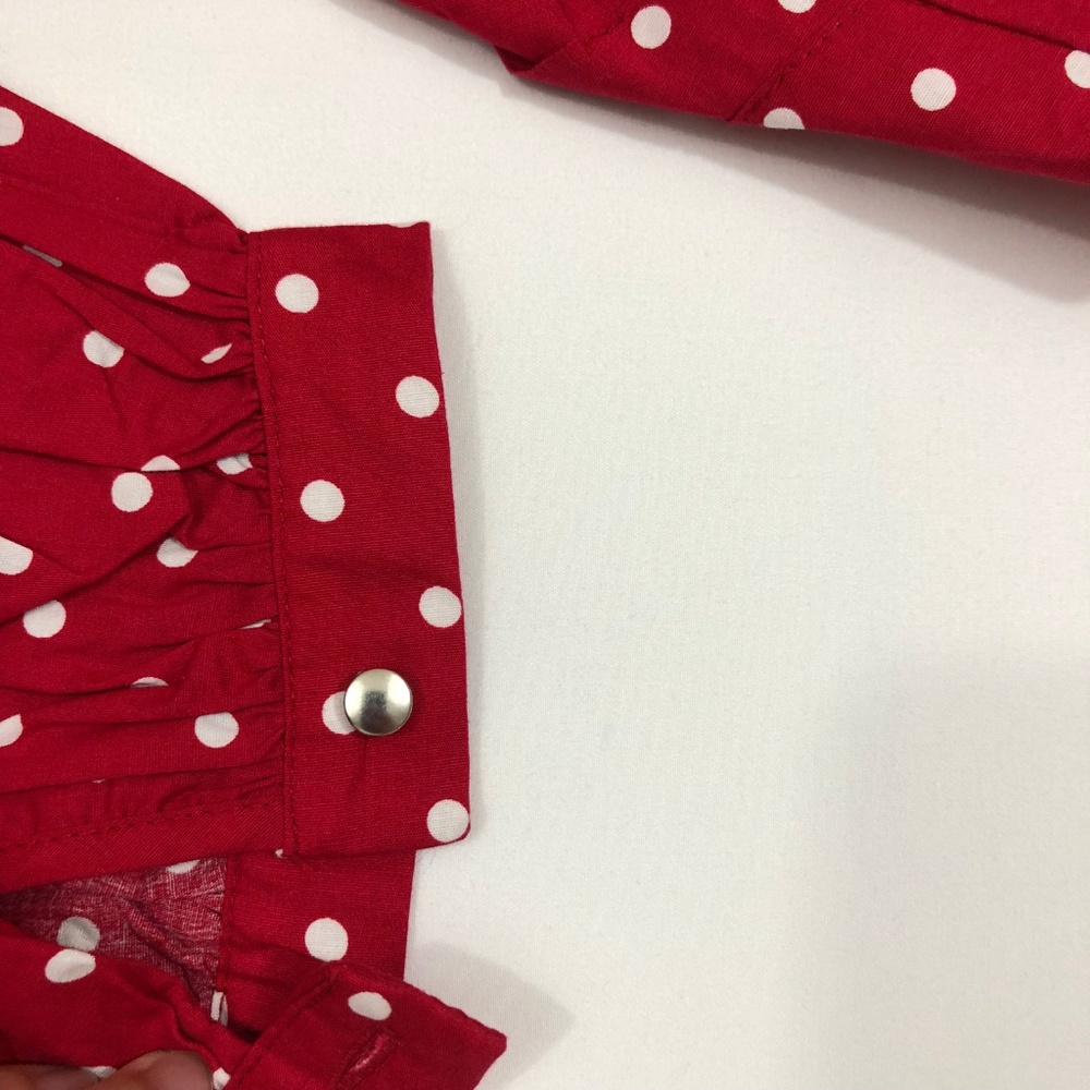 Love Fire Red White Polka Dot Top NWOT - Picture 8 of 8